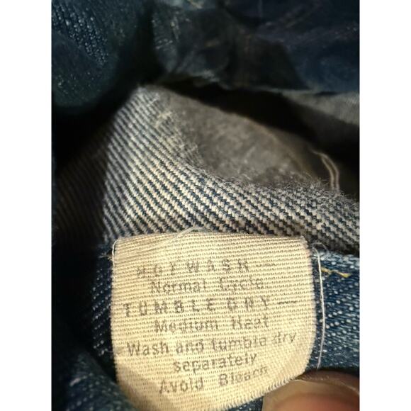 VTG Lee Sanforized Denim Jacket Union Made USA PATD-153438 Trucker Riders Sz 44 - Picture 5 of 10